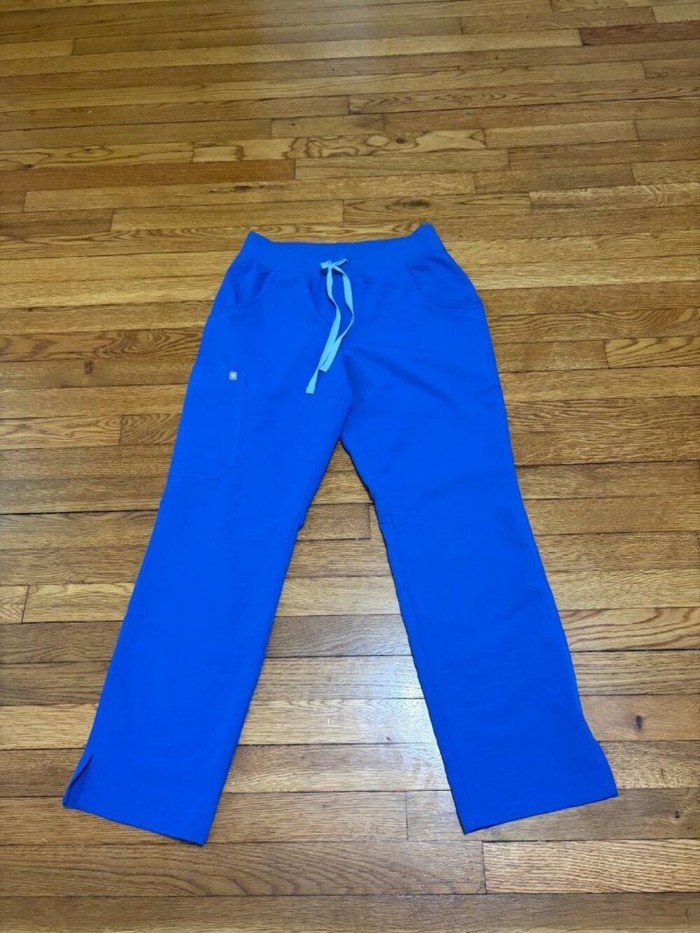 FIGS Technical Collection Scrub Pants Womens Size Small Petite Blue Drawstring